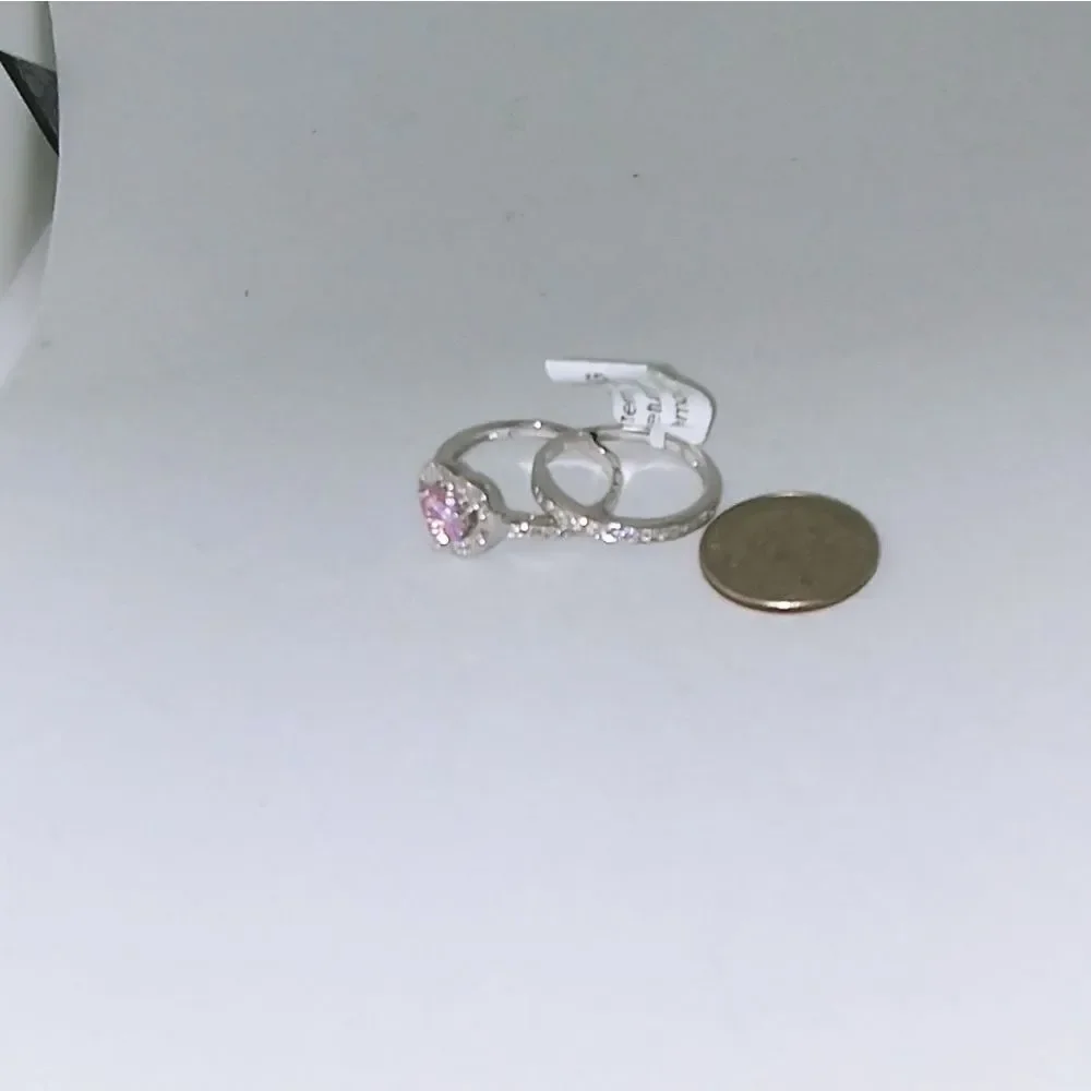 Ring Pink Cubic Zirconia Sterling Silver Size 6.5